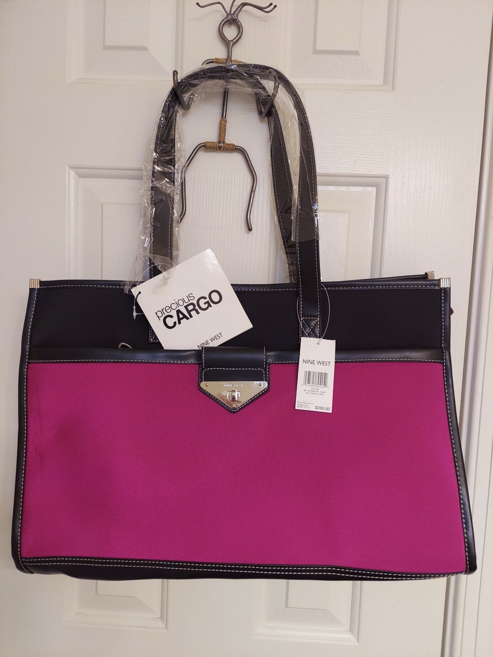 Nine West Fuchsia and Black Two-Tone Tote